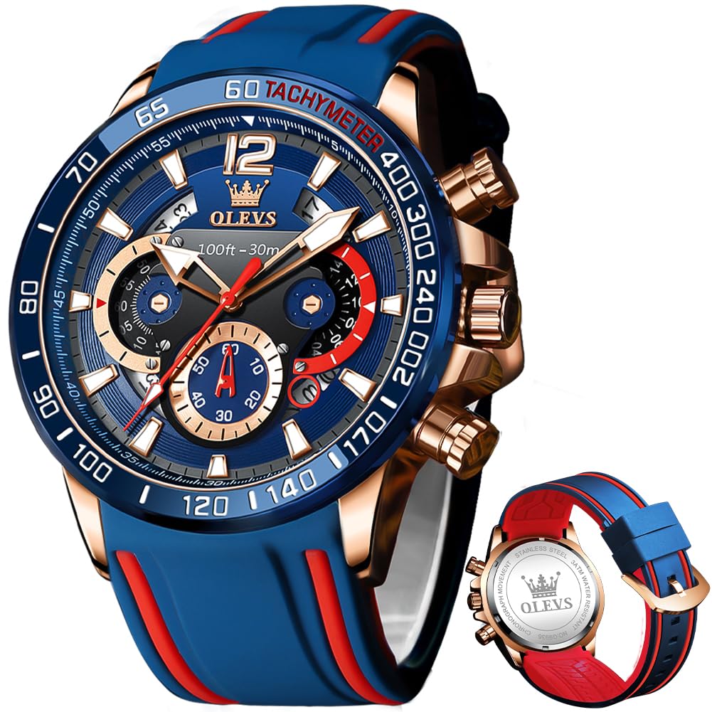 Foto 1 | Reloj Olevs Pro Diver Con Correa De Silicona Azul Para Hombre - Venta Internacional