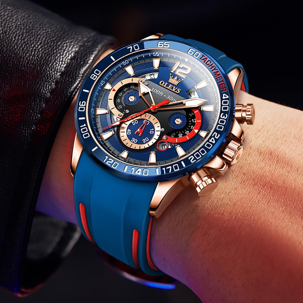 Foto 3 | Reloj Olevs Pro Diver Con Correa De Silicona Azul Para Hombre - Venta Internacional