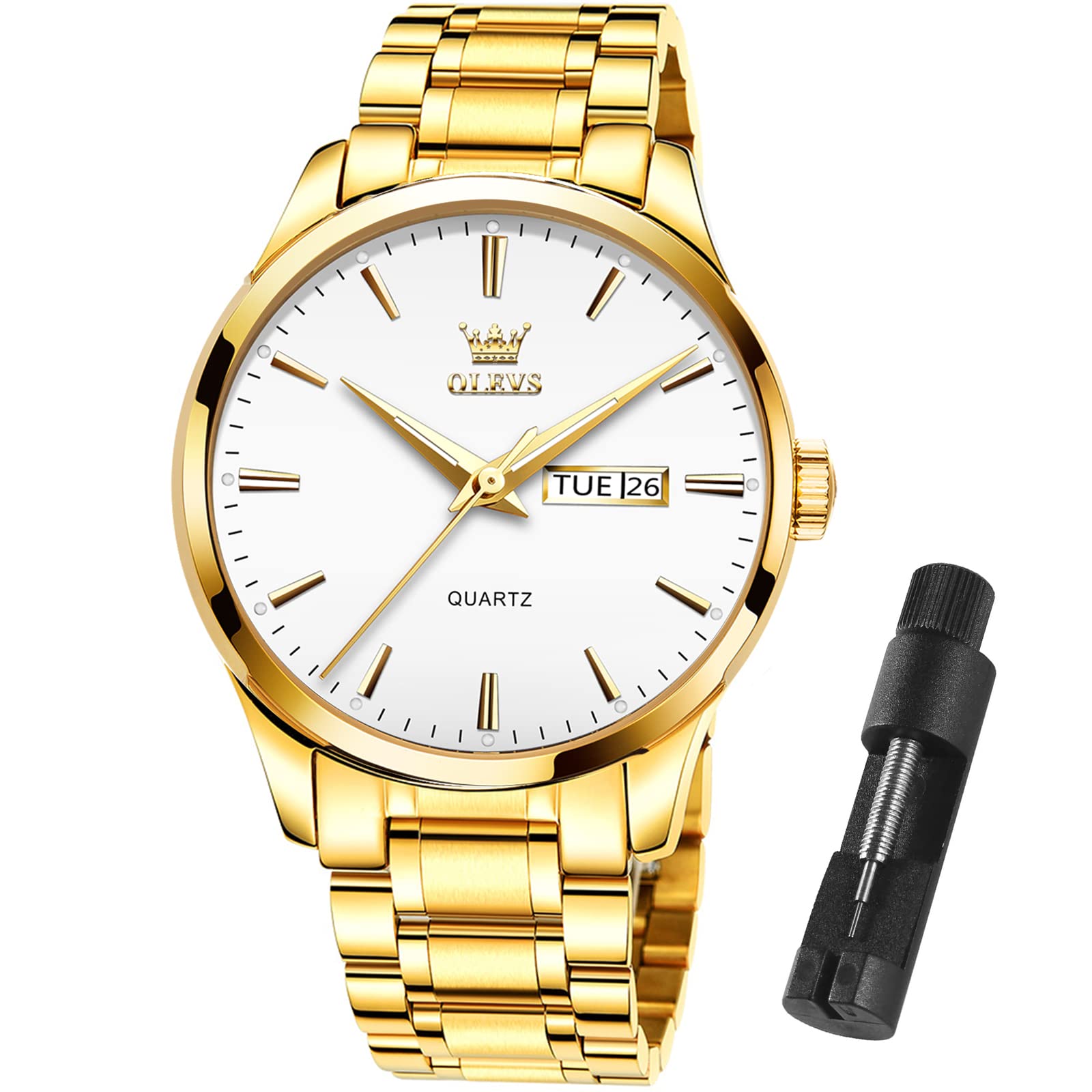 Foto 1 | Reloj Olevs Gold Para Hombre, Vestido Impermeable Para Día Y Fecha - Venta Internacional.