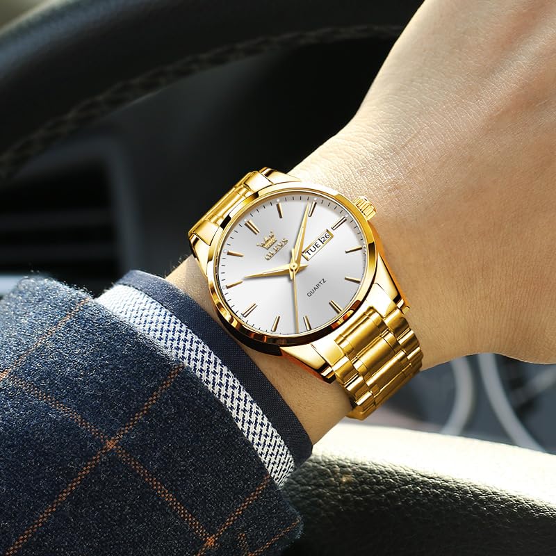 Foto 3 pulgar | Reloj Olevs Gold Para Hombre, Vestido Impermeable Para Día Y Fecha - Venta Internacional.