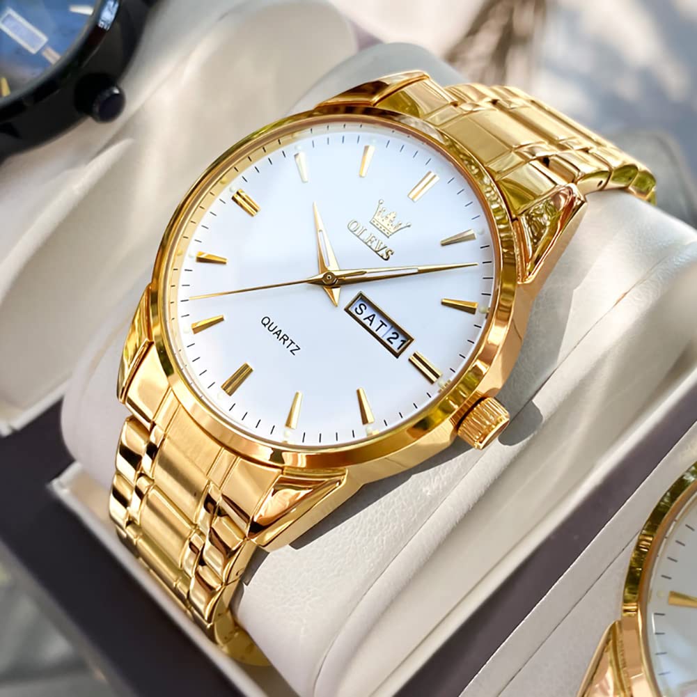 Foto 5 pulgar | Reloj Olevs Gold Para Hombre, Vestido Impermeable Para Día Y Fecha - Venta Internacional.