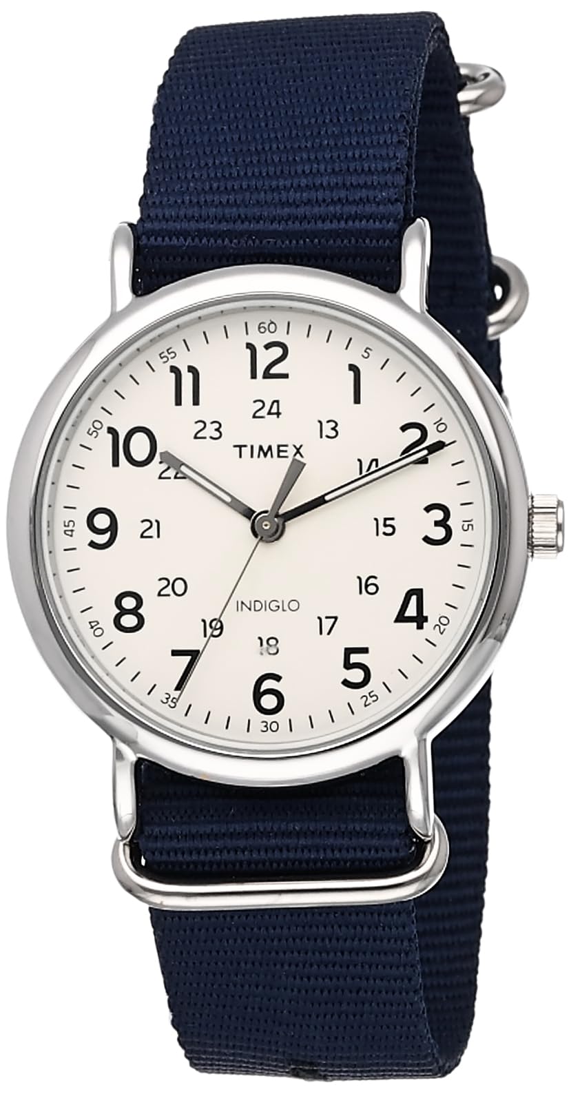 Reloj Timex Weekender 40 Mm Para Hombre, Caja Plateada, Correa Azul - Venta Internacional.