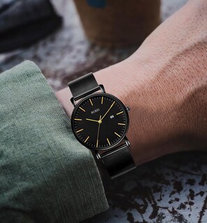 Foto 6 | Reloj De Pulsera Burei Fashion, Minimalista, Analógico, Con Fecha Para Hombre, Dorado - Venta Internacional.