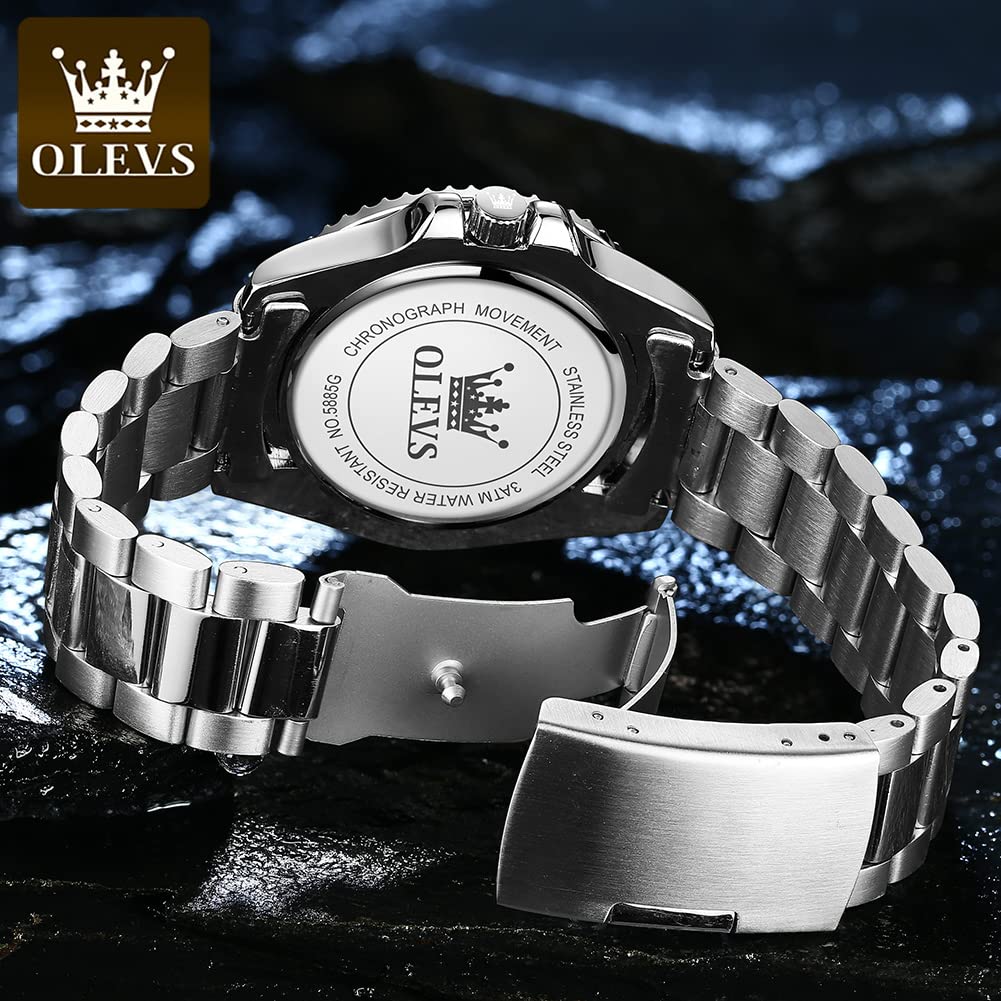 Foto 5 pulgar | Reloj Olevs Negro De Acero Inoxidable Impermeable Para Hombre - Venta Internacional.