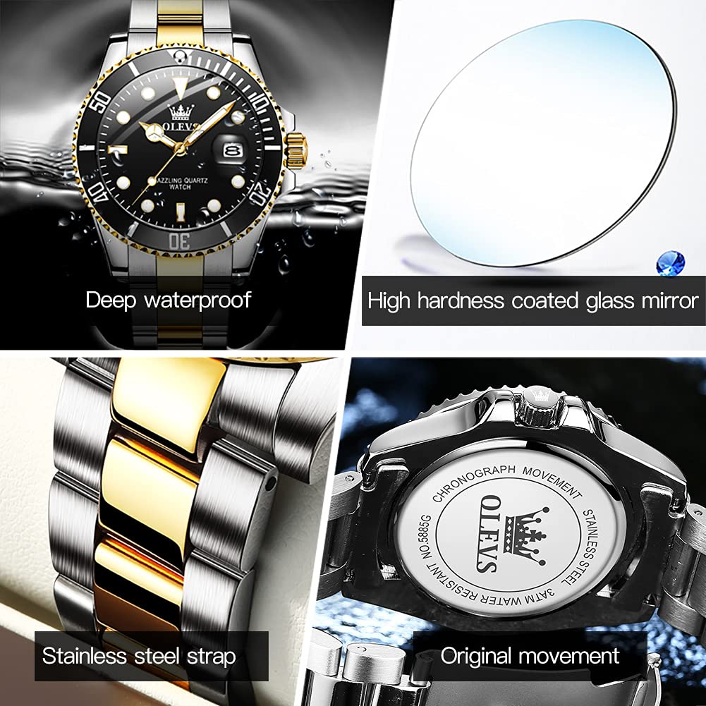 Foto 6 pulgar | Reloj Olevs Negro De Acero Inoxidable Impermeable Para Hombre - Venta Internacional.