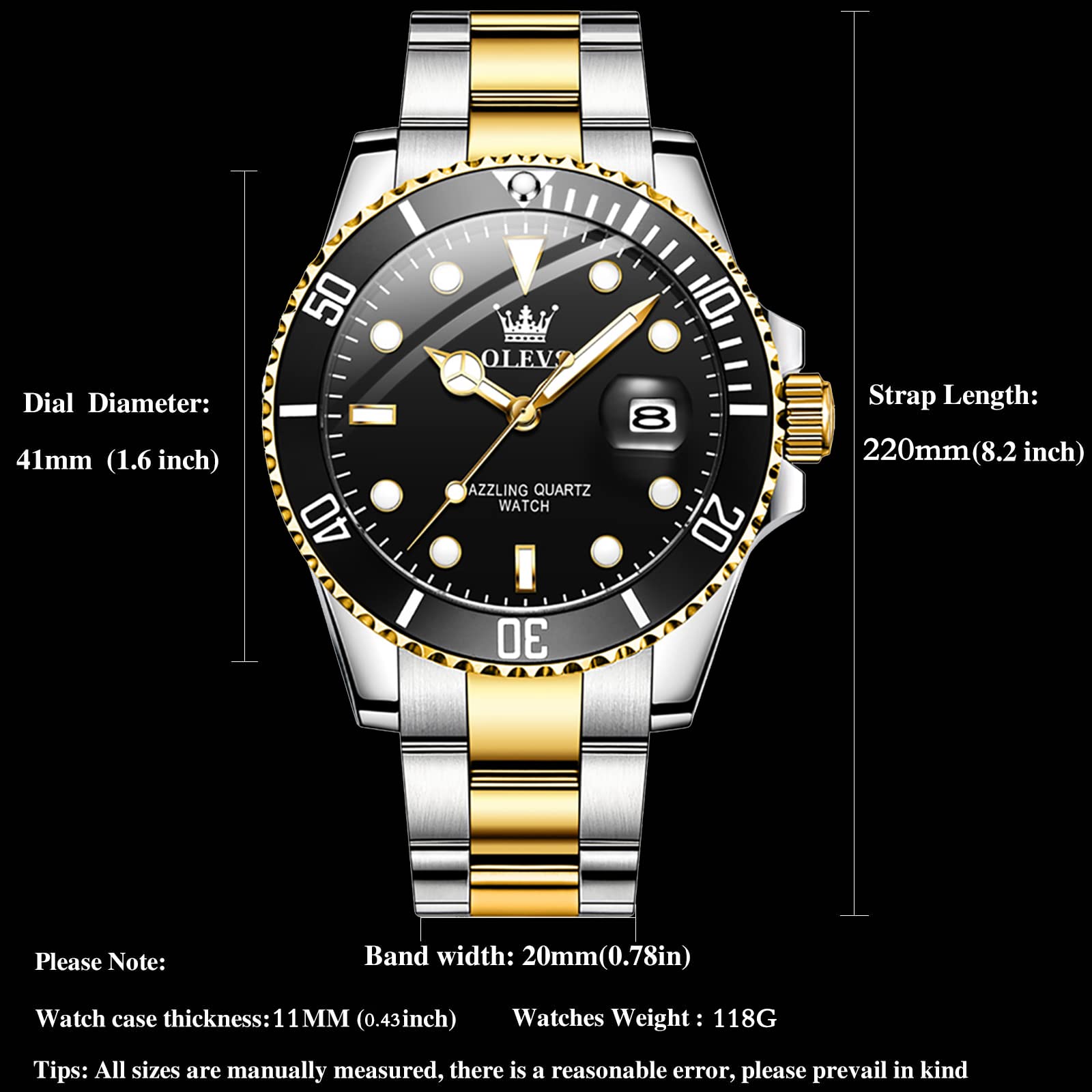 Foto 7 pulgar | Reloj Olevs Negro De Acero Inoxidable Impermeable Para Hombre - Venta Internacional.