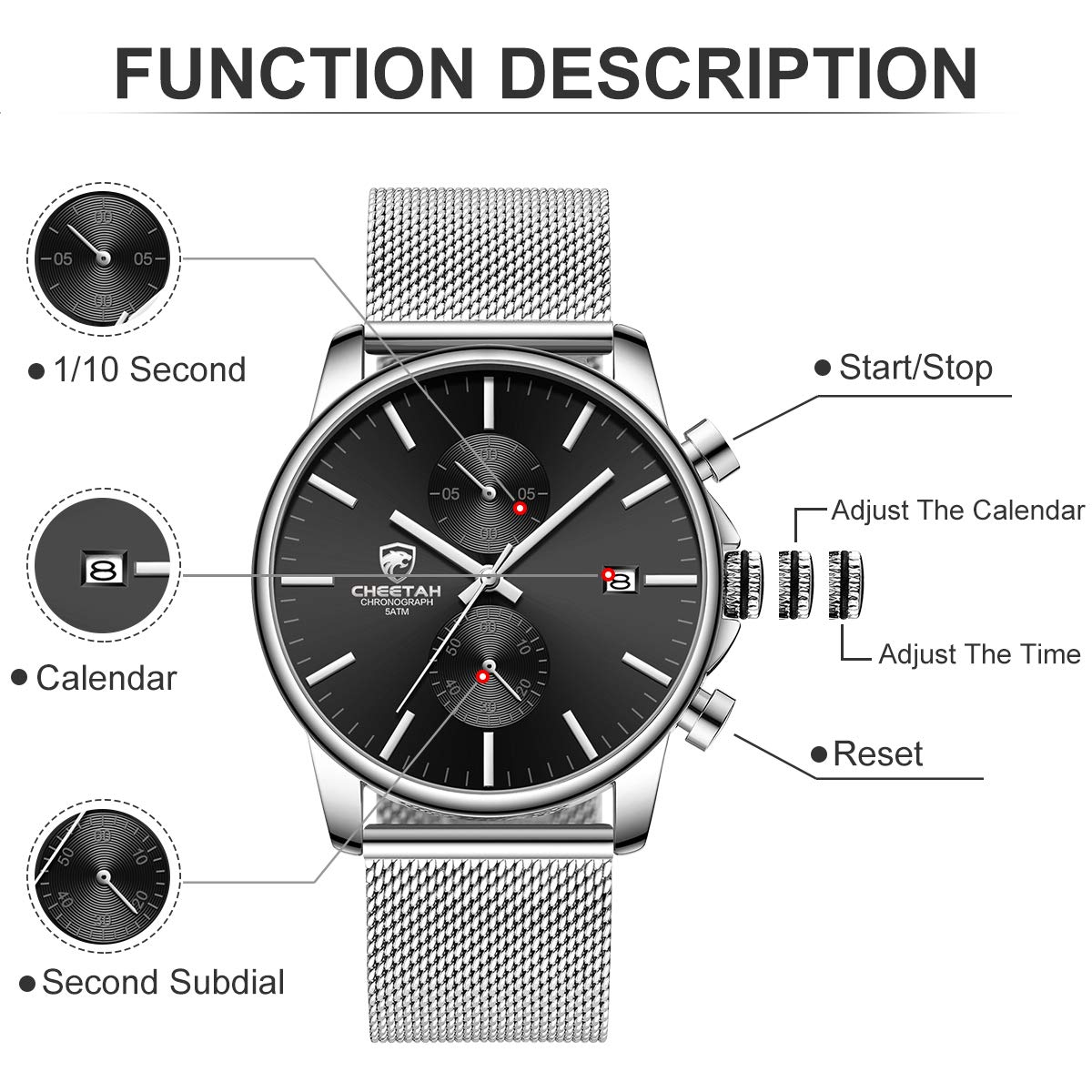Foto 4 pulgar | Reloj Golden Hour Fashion Sleek Minimalist Para Hombre, Plateado - Venta Internacional.
