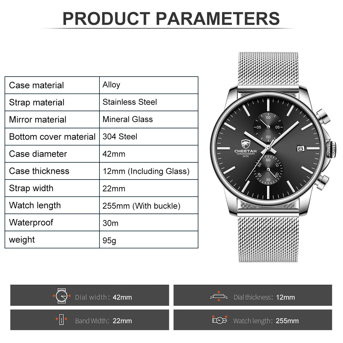 Foto 5 pulgar | Reloj Golden Hour Fashion Sleek Minimalist Para Hombre, Plateado - Venta Internacional.
