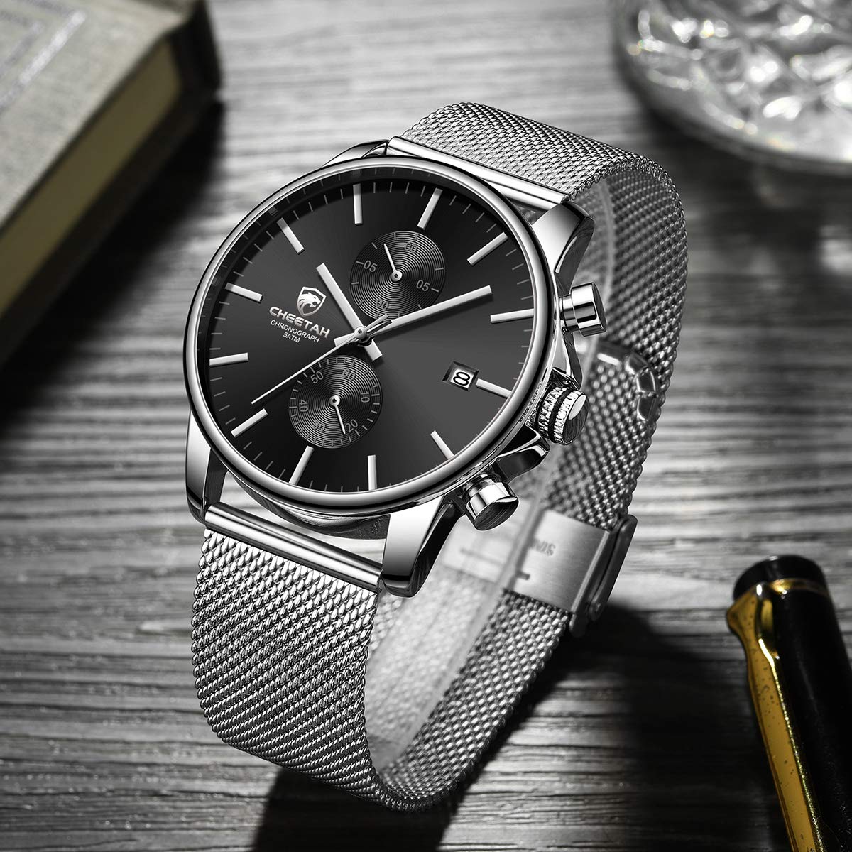Foto 6 pulgar | Reloj Golden Hour Fashion Sleek Minimalist Para Hombre, Plateado - Venta Internacional.