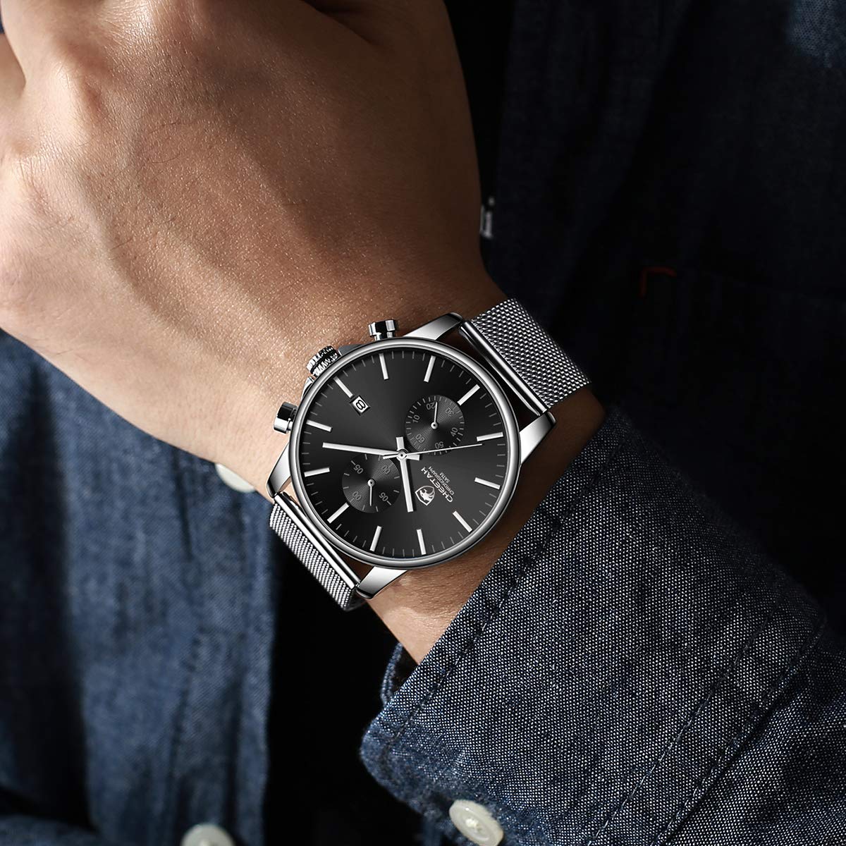 Foto 8 pulgar | Reloj Golden Hour Fashion Sleek Minimalist Para Hombre, Plateado - Venta Internacional.