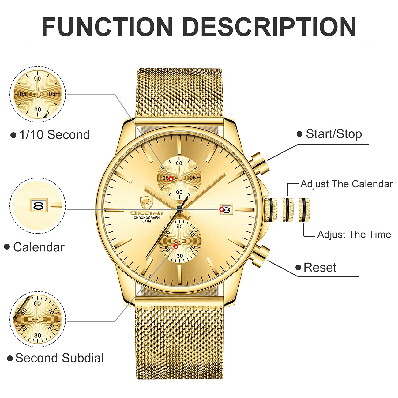 Foto 4 pulgar | Reloj Golden Hour Fashion Sleek Minimalist Para Hombre - Venta Internacional.