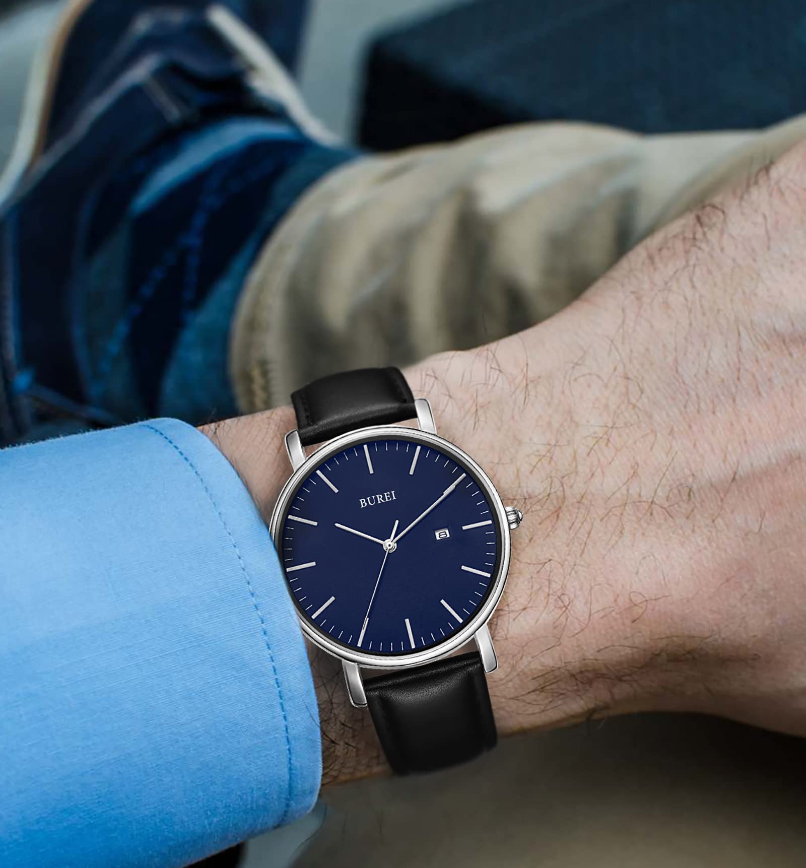 Foto 8 pulgar | Reloj Burei Fashion Minimalista Impermeable Para Hombre Con Piel - Venta Internacional.
