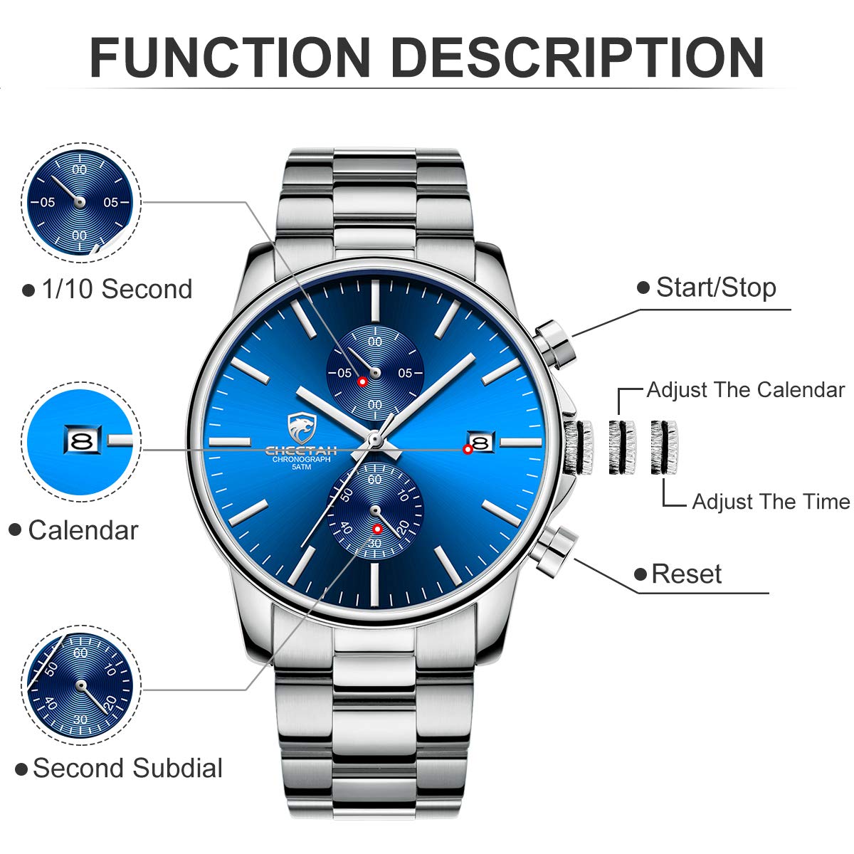 Foto 4 pulgar | Reloj Golden Hour De Acero Inoxidable Bañado En Plata Para Hombre - Venta Internacional.