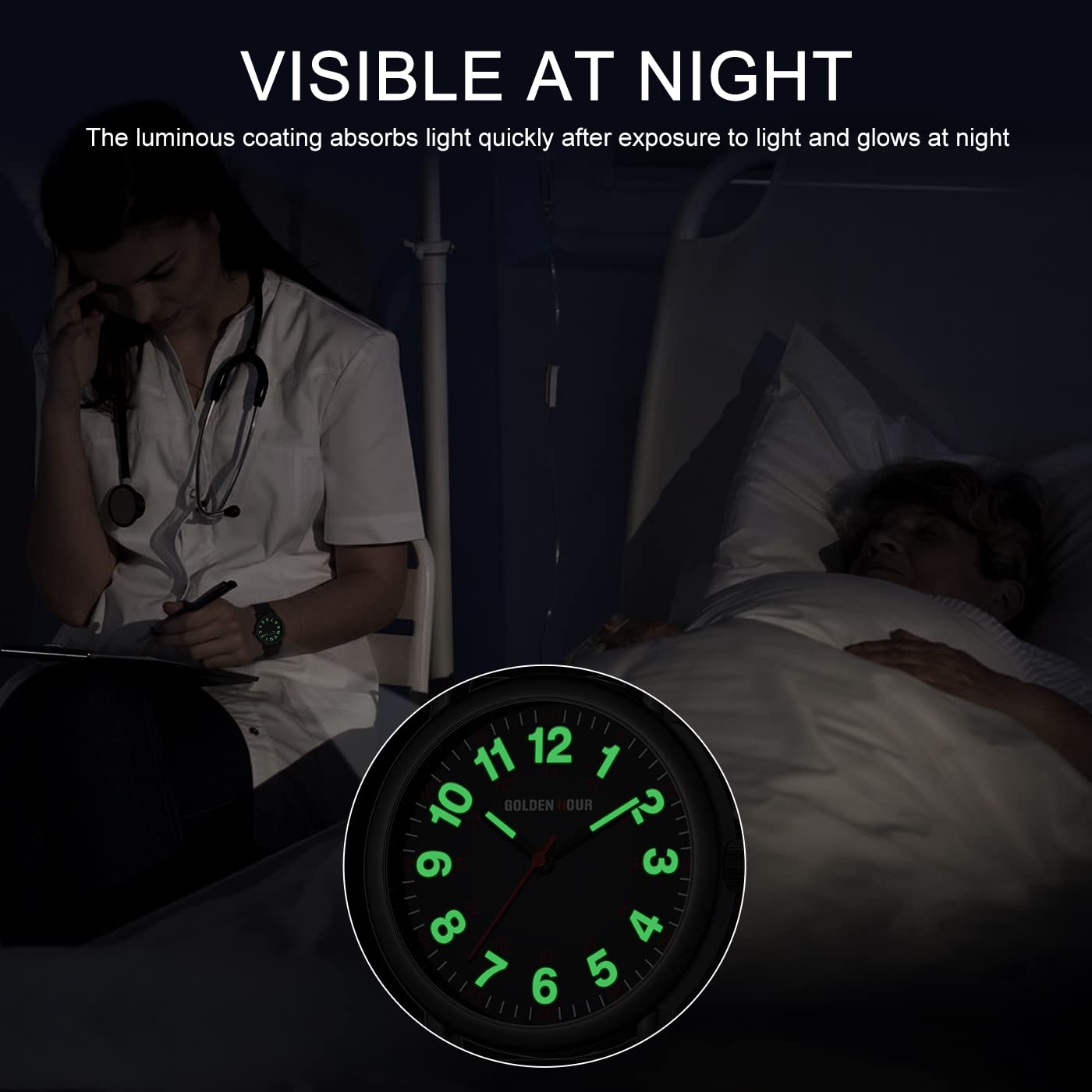 Foto 7 pulgar | Reloj De Enfermera Golden Hour Impermeable Para Uso Médico Unisex - Venta Internacional.