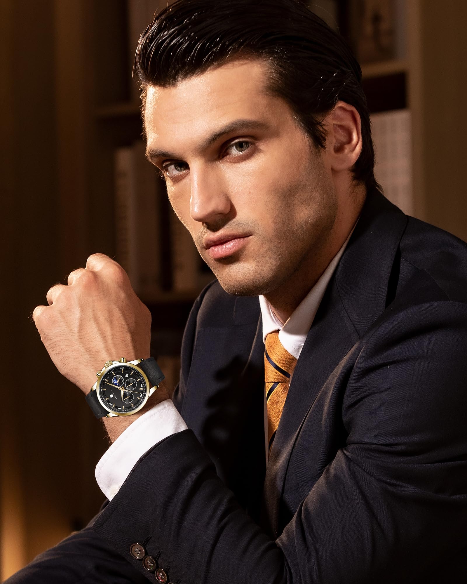 Foto 2 | Reloj By Benyar Chronograph Waterproof Para Hombre En Piel Negra - Venta Internacional.