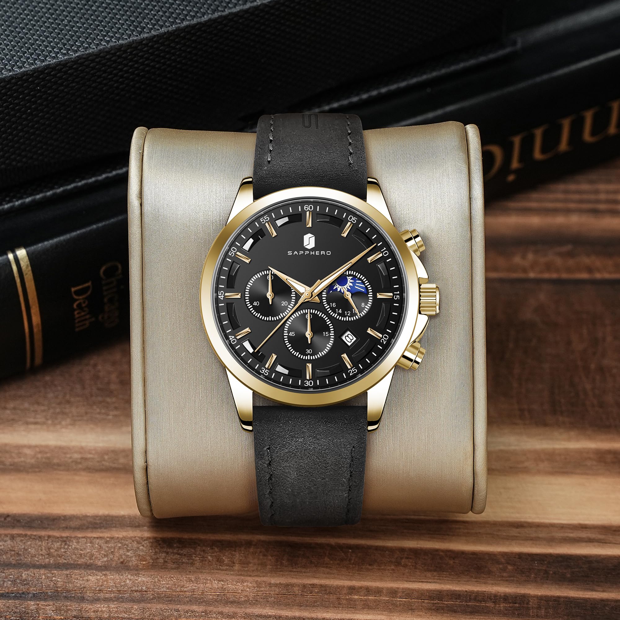 Foto 5 pulgar | Reloj By Benyar Chronograph Waterproof Para Hombre En Piel Negra - Venta Internacional.