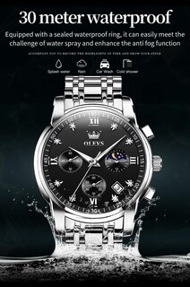 Foto 4 | Reloj Olevs Chronograph Moon Phase De Acero Inoxidable Para Hombre - Venta Internacional.