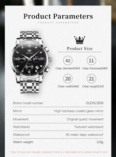 Foto 6 | Reloj Olevs Chronograph Moon Phase De Acero Inoxidable Para Hombre - Venta Internacional.