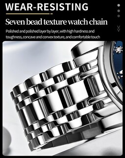 Foto 5 | Reloj De Pulsera Olevs Chronograph Moon Phase De Acero Inoxidable Para Hombre - Venta Internacional.