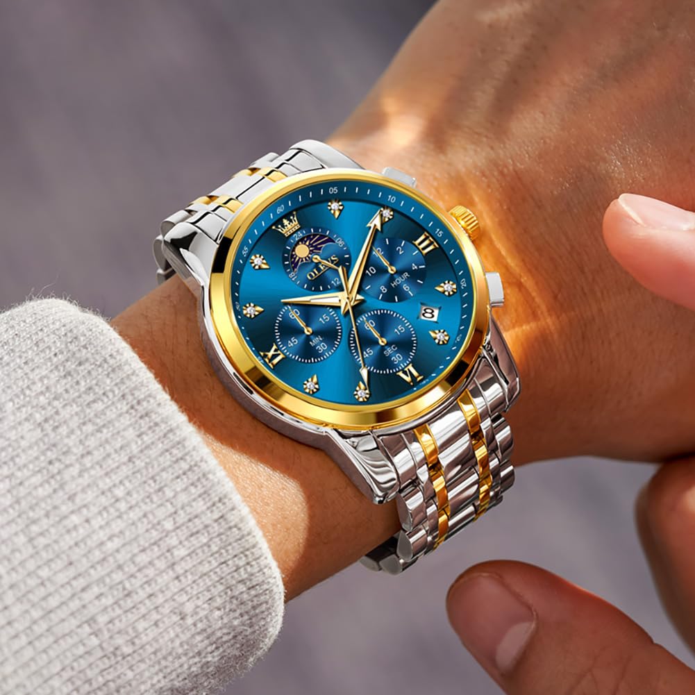 Foto 2 | Vestido De Lujo Analógico Watch Olevs Blue Moon Phase Para Hombre - Venta Internacional.