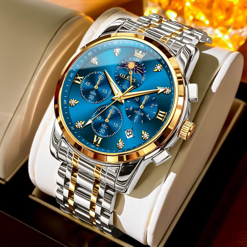 Foto 8 pulgar | Vestido De Lujo Analógico Watch Olevs Blue Moon Phase Para Hombre - Venta Internacional.