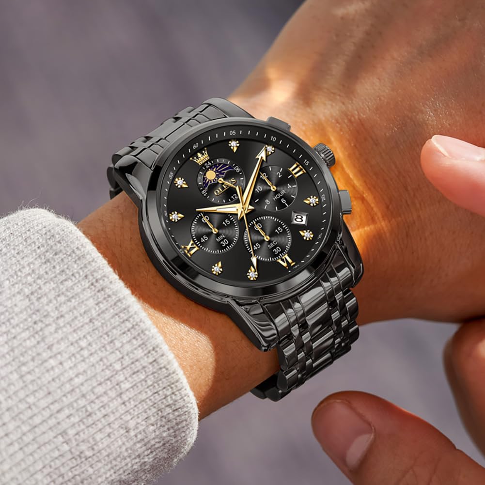 Foto 3 pulgar | Reloj Olevs Vestido De Lujo Analógico En Fase Lunar Para Hombre - Venta Internacional.