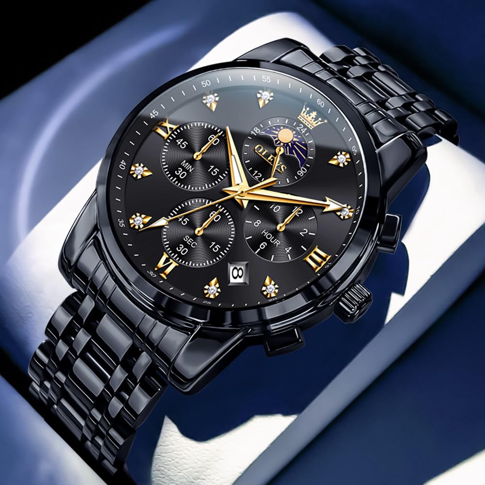 Foto 7 pulgar | Reloj Olevs Vestido De Lujo Analógico En Fase Lunar Para Hombre - Venta Internacional.