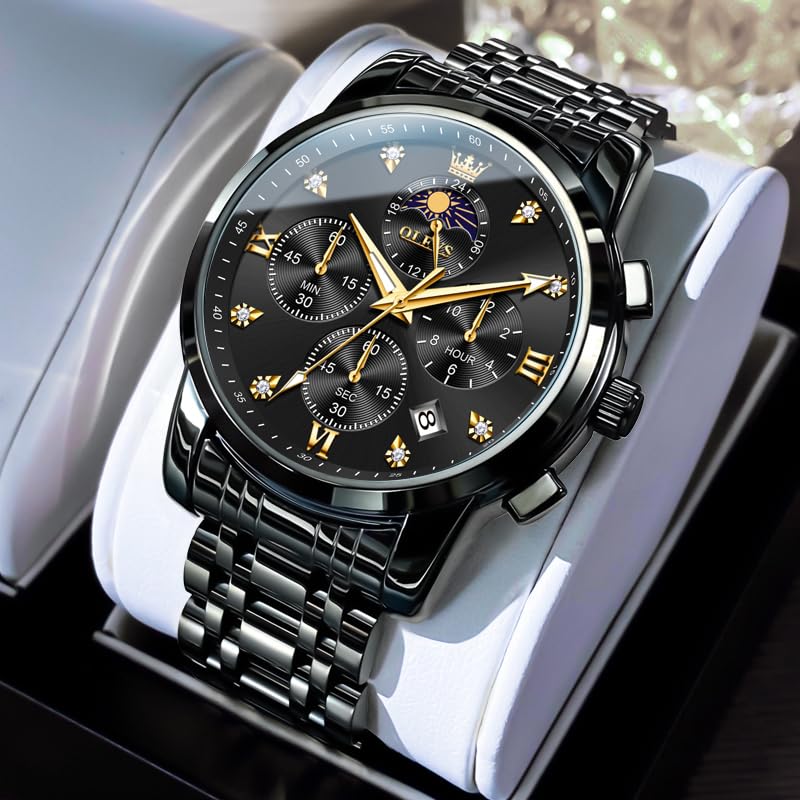 Foto 8 pulgar | Reloj Olevs Vestido De Lujo Analógico En Fase Lunar Para Hombre - Venta Internacional.