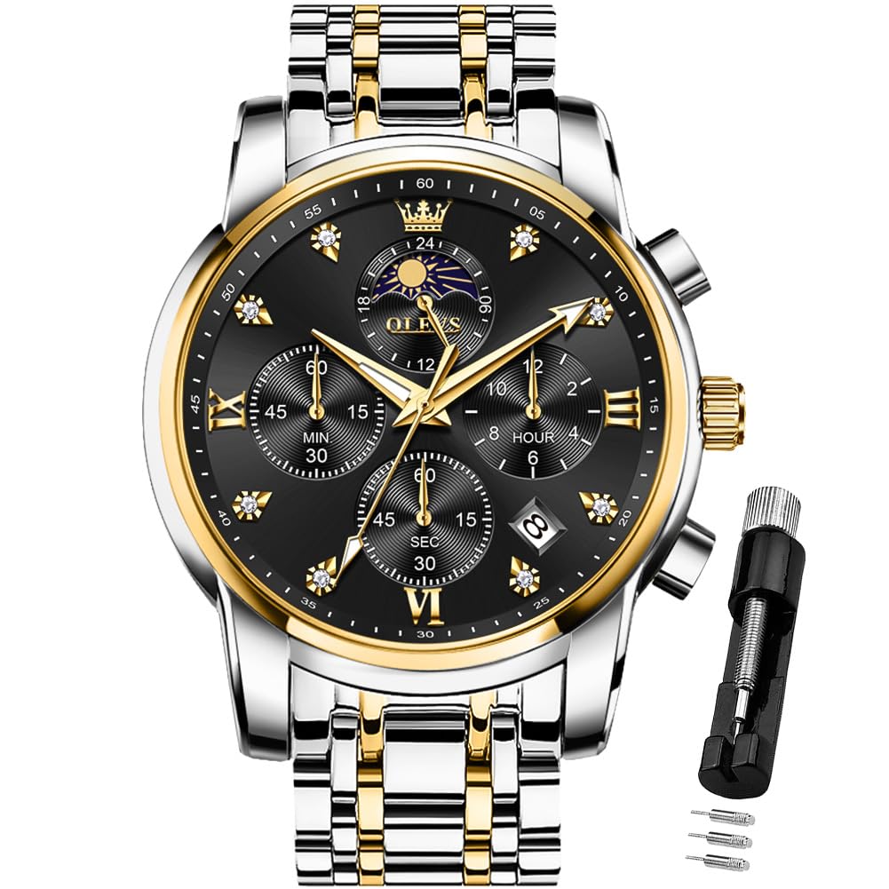 Reloj Olevs Vestido De Lujo Analógico En Fase Lunar Para Hombre - Venta Internacional.