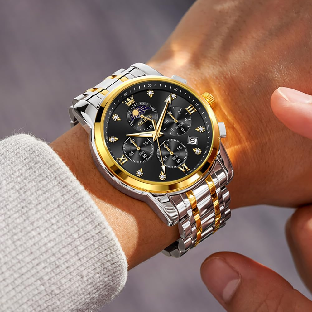 Foto 3 pulgar | Reloj Olevs Vestido De Lujo Analógico En Fase Lunar Para Hombre - Venta Internacional.