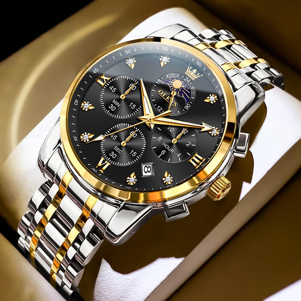 Foto 7 pulgar | Reloj Olevs Vestido De Lujo Analógico En Fase Lunar Para Hombre - Venta Internacional.