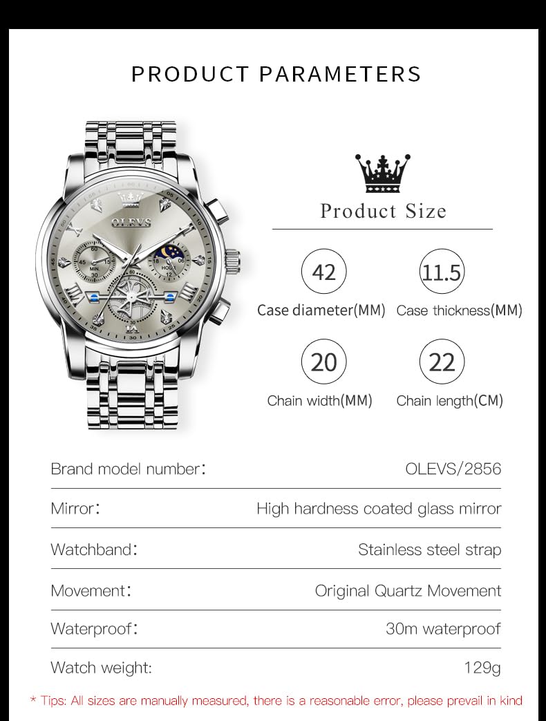 Foto 7 pulgar | Reloj Olevs Silver Fashion Classic Moon Phase Para Hombre - Venta Internacional.
