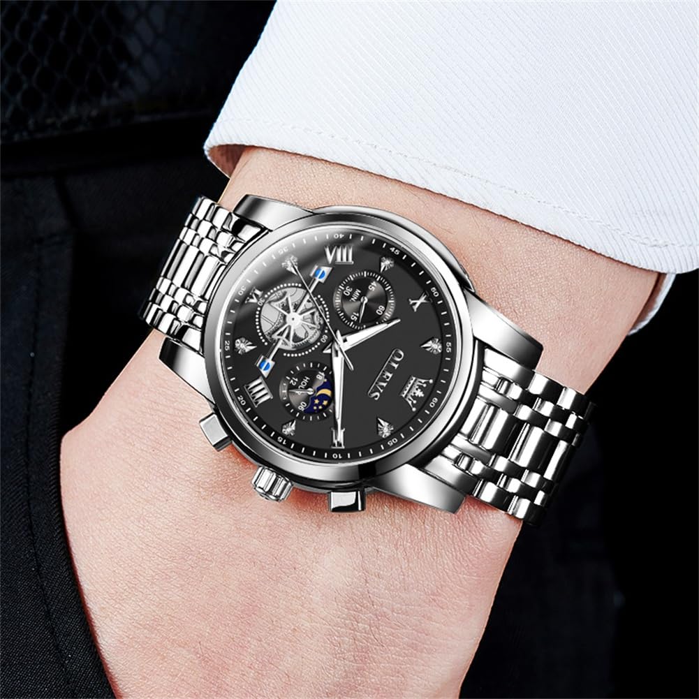 Foto 5 | Reloj Olevs Classic Luxury Black Big Face Silver Para Hombre - Venta Internacional.