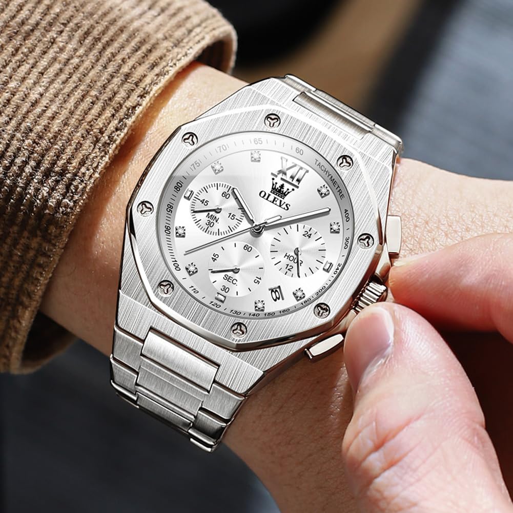 Foto 2 | Vestido De Lujo Watch Olevs Silver Chronograph Para Hombre - Venta Internacional.