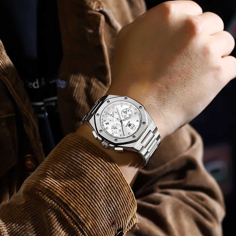 Foto 3 | Vestido De Lujo Watch Olevs Silver Chronograph Para Hombre - Venta Internacional.