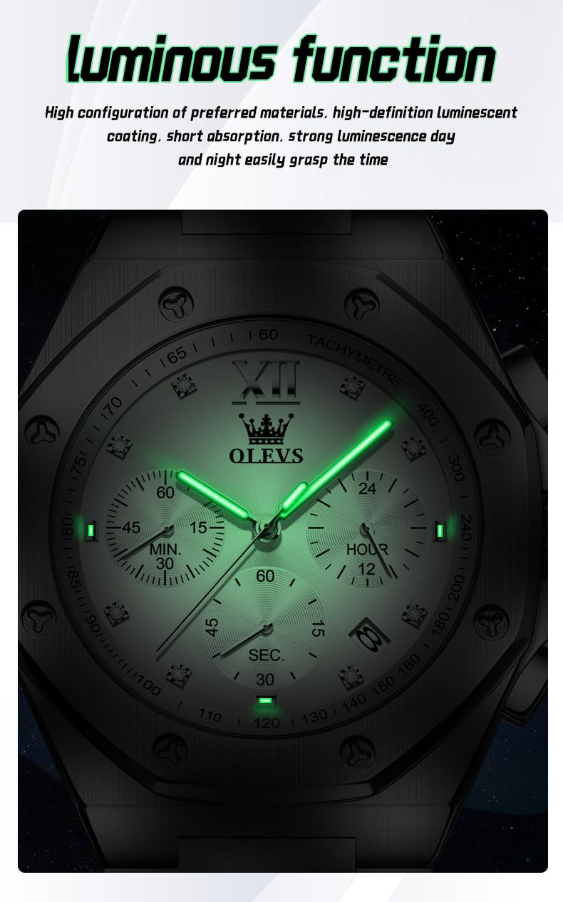 Foto 4 | Vestido De Lujo Watch Olevs Silver Chronograph Para Hombre - Venta Internacional.
