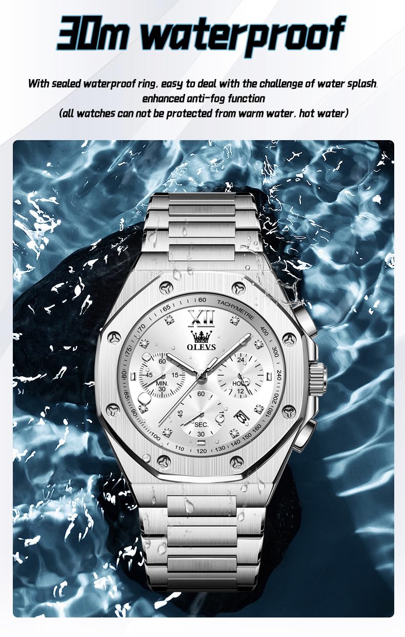 Foto 6 pulgar | Vestido De Lujo Watch Olevs Silver Chronograph Para Hombre - Venta Internacional.