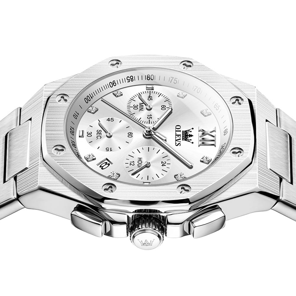 Foto 8 pulgar | Vestido De Lujo Watch Olevs Silver Chronograph Para Hombre - Venta Internacional.