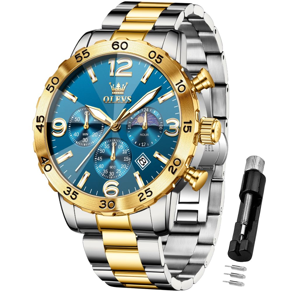 Foto 2 pulgar | Reloj Olevs Blue Chronograph - Vestido De Lujo Para Hombre (acero Inoxidable) - Venta Internacional.