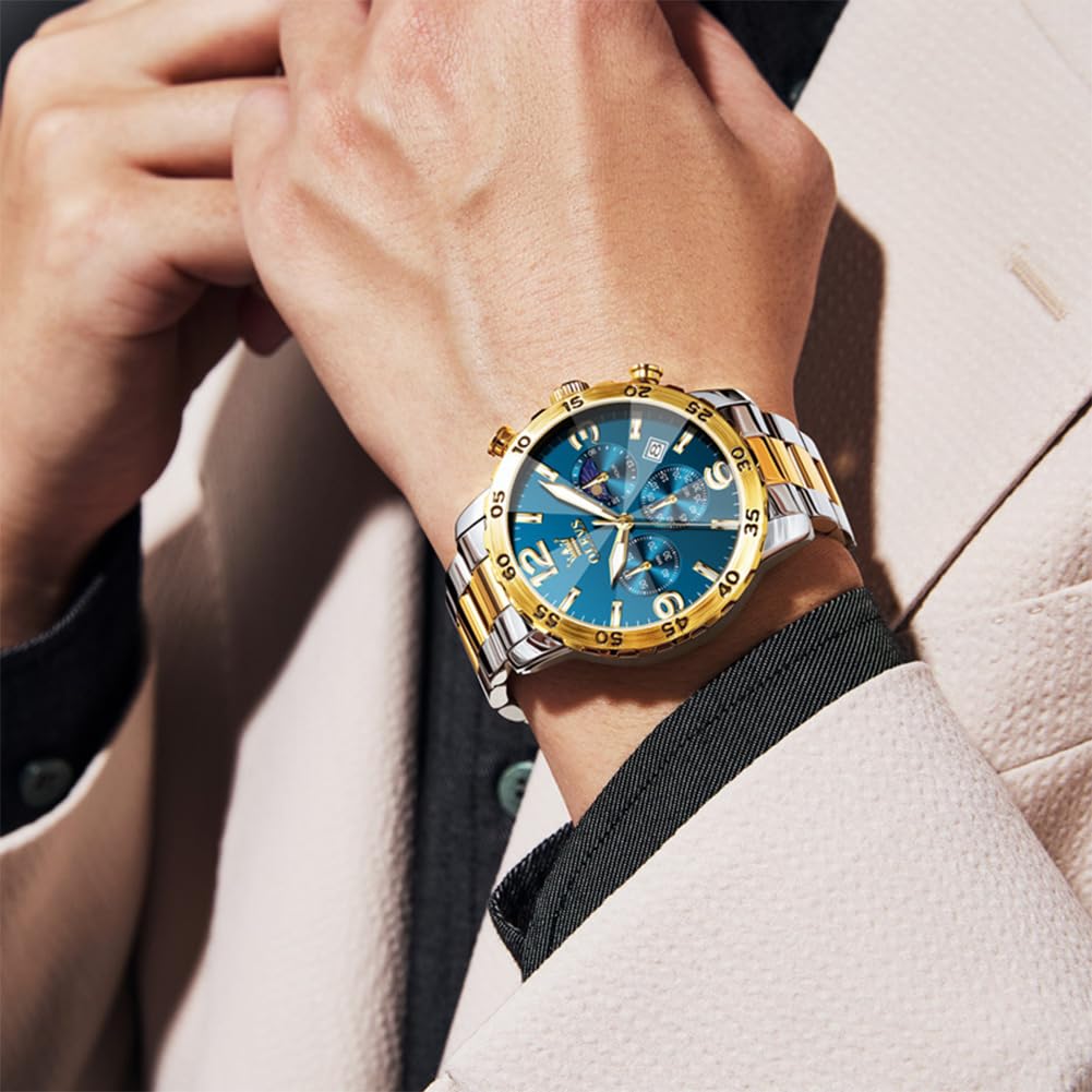 Foto 3 pulgar | Reloj Olevs Blue Chronograph - Vestido De Lujo Para Hombre (acero Inoxidable) - Venta Internacional.