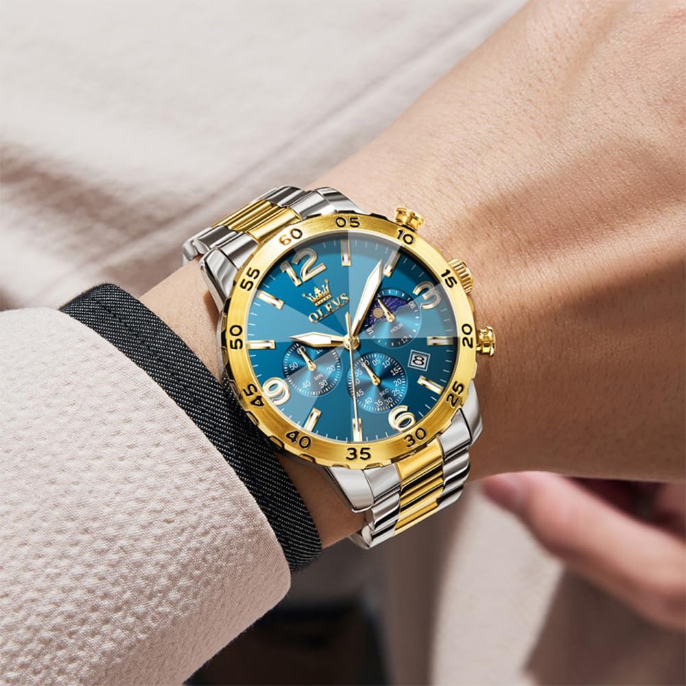 Foto 8 pulgar | Reloj Olevs Blue Chronograph - Vestido De Lujo Para Hombre (acero Inoxidable) - Venta Internacional.