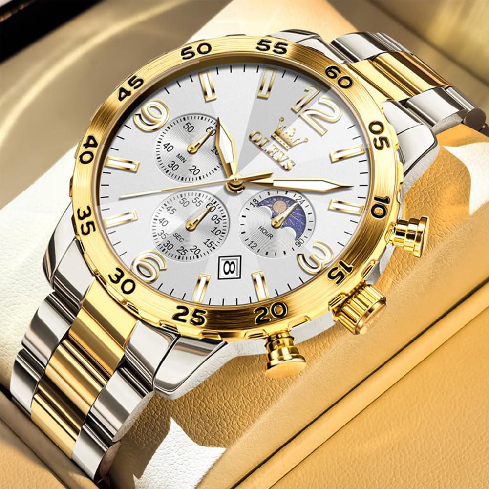 Foto 7 | Reloj Olevs, Cronógrafo De Lujo, Cuarzo, Acero Inoxidable, Para Hombre - Venta Internacional.