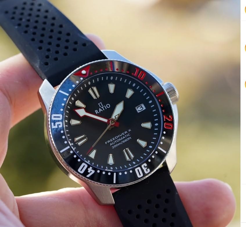 Foto 5 pulgar | Reloj De Buceo Ratio Freediver X Con Cristal De Zafiro, Resistente Al Agua, 200 M - Venta Internacional.