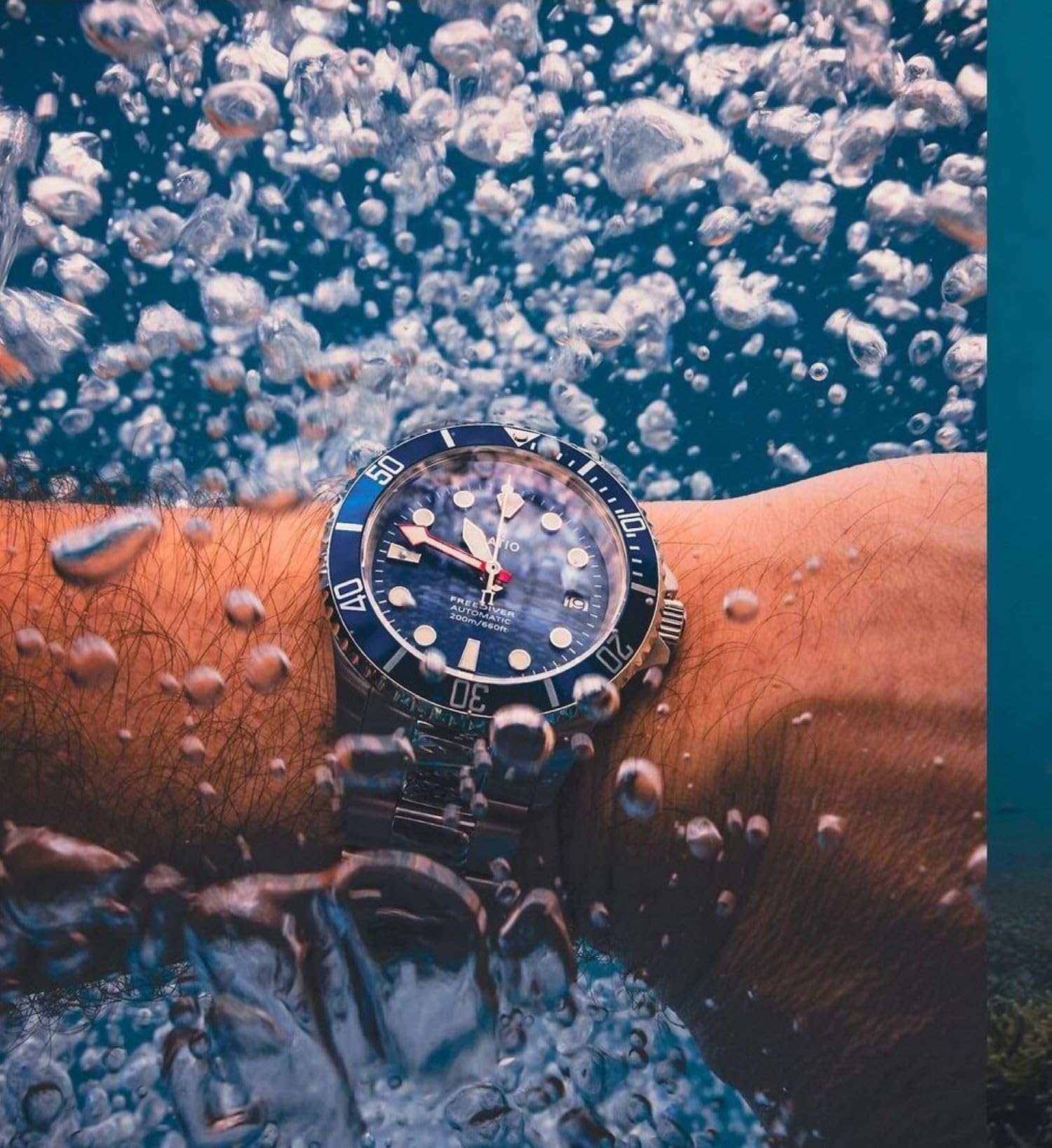 Foto 7 | Reloj Diver Ratio Freediver Con Cristal De Zafiro Resistente Al Agua Hasta 200 M - Venta Internacional.