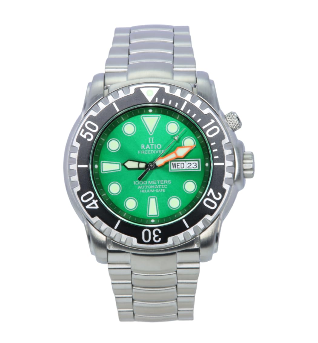 Reloj De Buceo Ratio Freediver Helium-safe 1000m Para Hombre, Color Verde - Venta Internacional.