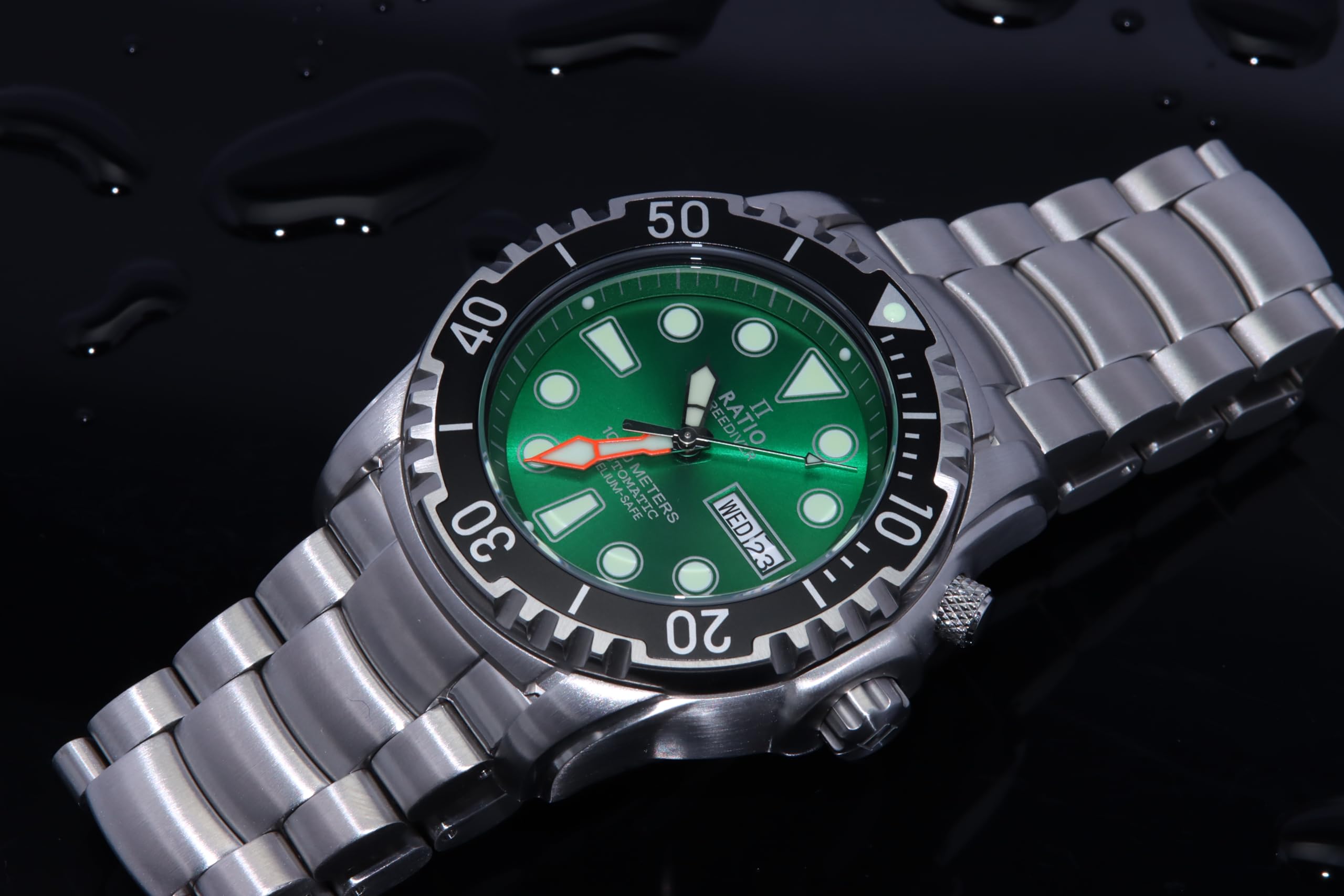 Foto 5 | Reloj De Buceo Ratio Freediver Helium-safe 1000m Para Hombre, Color Verde - Venta Internacional.