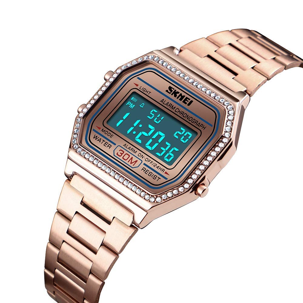 Foto 3 pulgar | Reloj Pasoy Digital Para Hombre, Acero Inoxidable, Dorado, Impermeable - Venta Internacional.