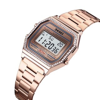 Foto 3 | Reloj Pasoy Digital Para Hombre, Acero Inoxidable, Dorado, Impermeable - Venta Internacional.