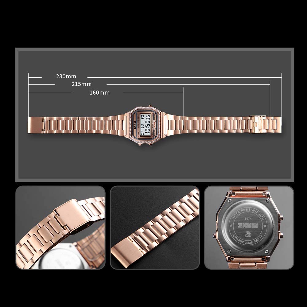Foto 5 pulgar | Reloj Pasoy Digital Para Hombre, Acero Inoxidable, Dorado, Impermeable - Venta Internacional.