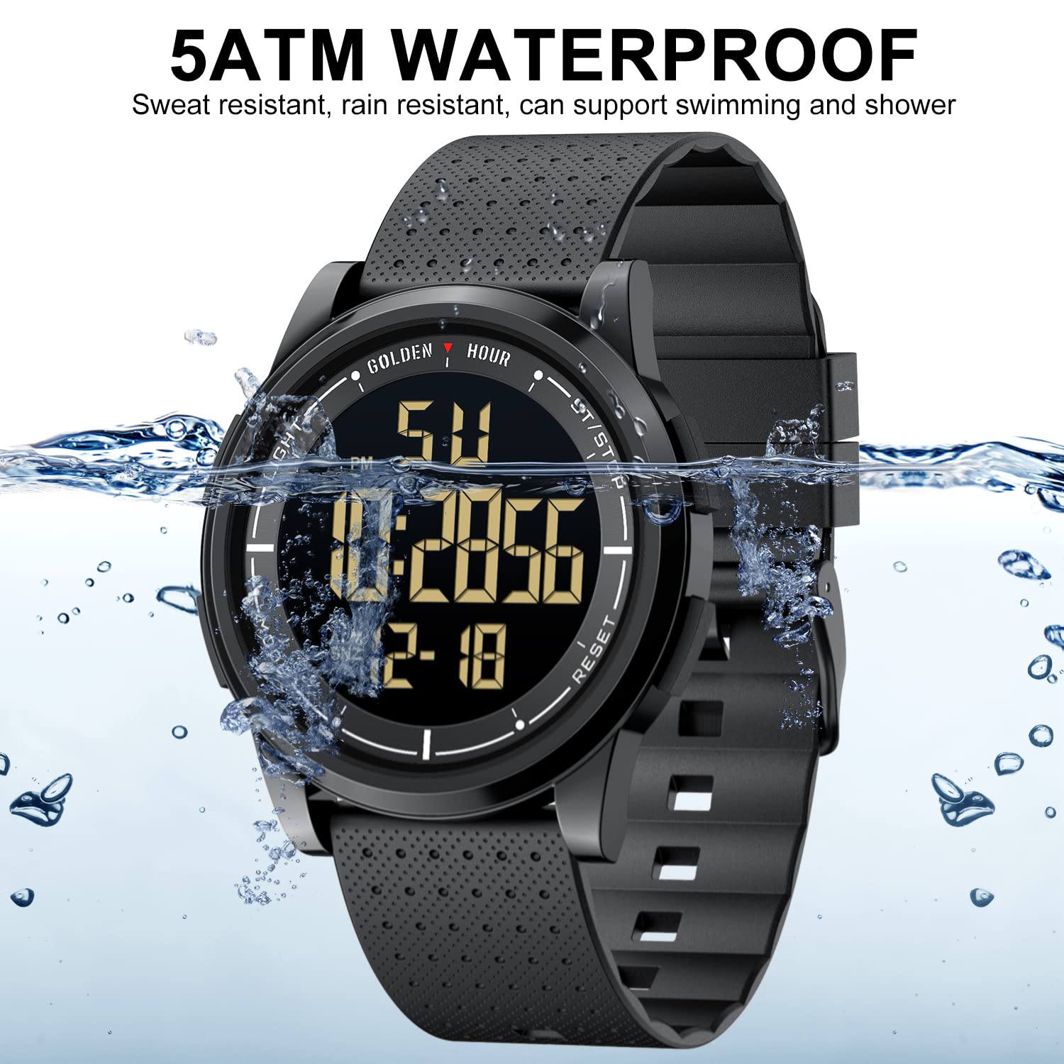 Foto 3 pulgar | Reloj Digital Ultrafino E Impermeable Golden Hour Para Hombre Y Mujer - Venta Internacional.